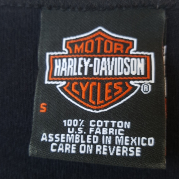 HARLEY-DAVIDSON ♡ Black Long Sleeve Red 'n Gold Embellished Legendary H-D Top S - Picture 16 of 17